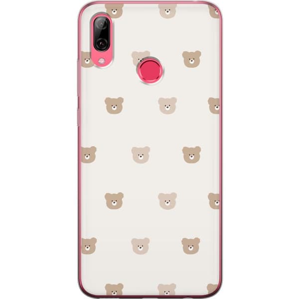 Huawei Y7 (2019) Läpinäkyvä kuori Teddy-tausta - söpöt teddykarhut pehmeällä taustalla