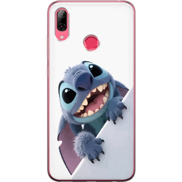 Huawei Y7 (2019) Genomskinligt Skal Happy Stitch – glad figur med charmig uttryck
