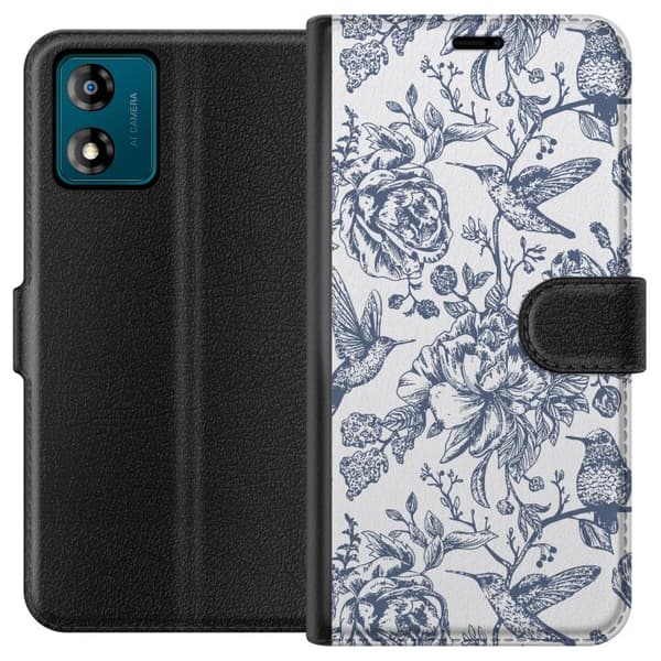 Motorola Moto E13 Plånboksfodral Blomster & Fåglar – romantiskt mönster i vintage-stil