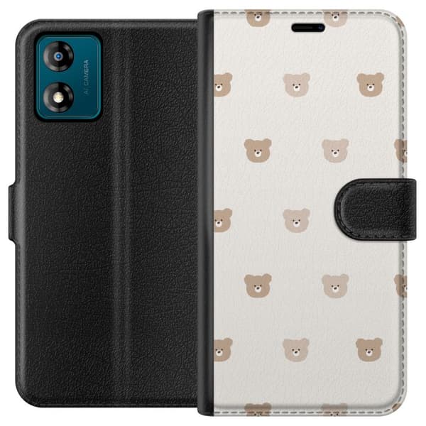 Motorola Moto E13 Plånboksfodral Teddy Background – gulliga nallar mot mjuk bakgrund