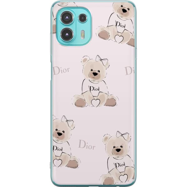 Motorola Edge 20 Lite Genomskinligt Skal Teddy Dior Vibes – lyxig nalle i fashionstil