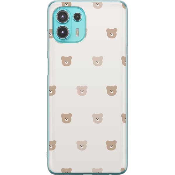 Motorola Edge 20 Lite Genomskinligt Skal Teddy Background – gulliga nallar mot mjuk bakgrund