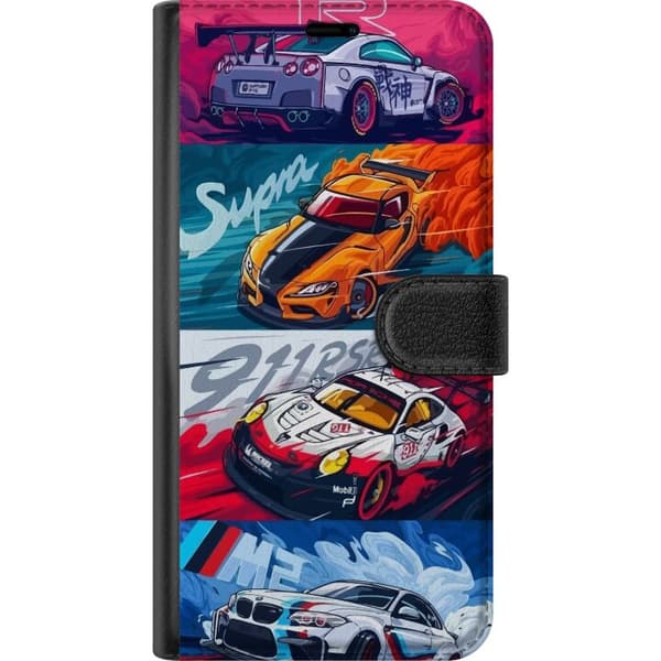 Motorola Edge 20 Pro Lompakkokotelo Nopeat Autot - Piirretty Kuvio Toiminnalla