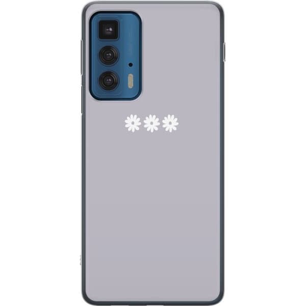 Motorola Edge 20 Pro Genomskinligt Skal Lila Blomminimalism – stilrent blommotiv på lila bakgrund