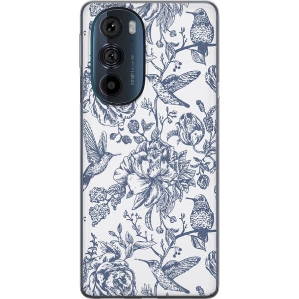 Motorola Edge 30 Pro Gennemsigtig cover Blomster & Fugle - Romantisk Vintage-stil Mønster