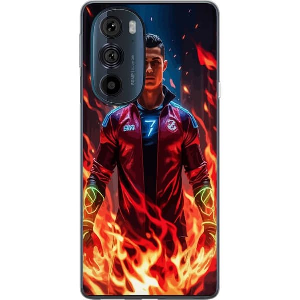 Motorola Edge 30 Pro Genomskinligt Skal Ronaldo Inferno – fotbollshjälte i eldflammor