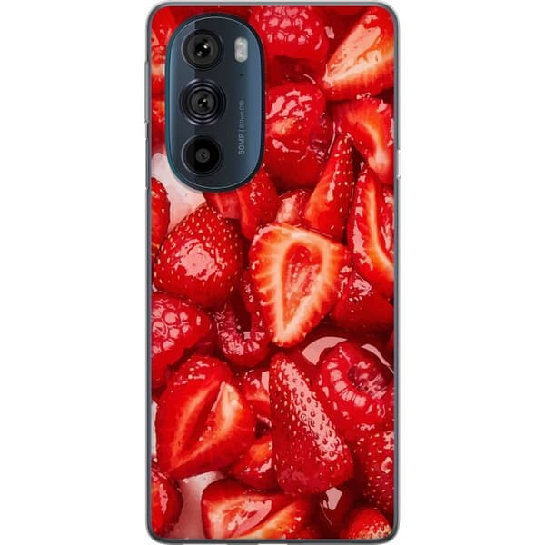 Motorola Edge 30 Pro Läpinäkyvä kuori Mansikkakuviointi - makea motiivi kesäfiiliksellä