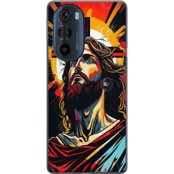 Motorola Edge 30 Pro Gennemsigtig cover Jesus & Kort - religiøst motiv med dyb symbolik