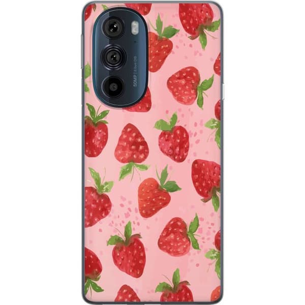 Motorola Edge 30 Pro Gennemsigtig cover Jordbærdrømme - Retro-stil jordbærmønster