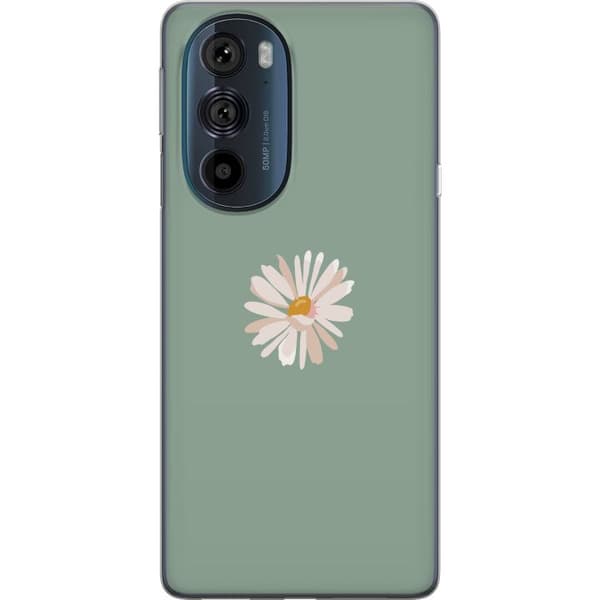 Motorola Edge 30 Pro Läpinäkyvä kuori Vihreä Minimalikukka - tyylikäs kukka vihreällä taustalla