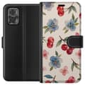 Miniatyrbilde 1 av 3: Motorola Moto E22i Lommeboketui Bær & Blomster - mønster med blå blomster og skogsbær