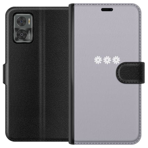 Motorola Moto E22i Plånboksfodral Lila Blomminimalism – stilrent blommotiv på lila bakgrund