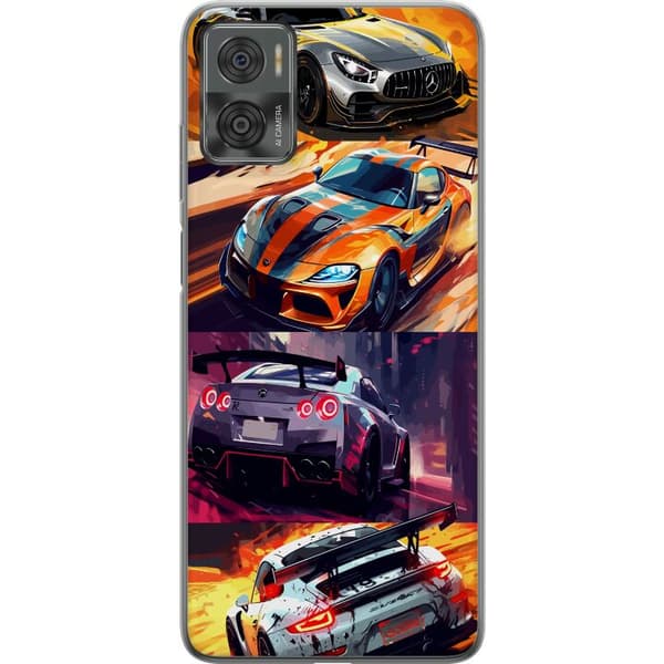 Motorola Moto E22i Genomskinligt Skal Rally Fever – fartfyllt motiv med rallybilar