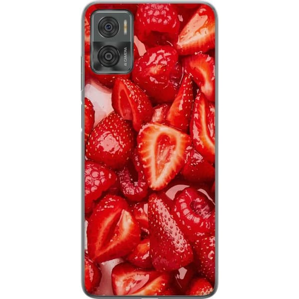 Motorola Moto E22i Läpinäkyvä kuori Mansikkakuviointi - makea motiivi kesäfiiliksellä