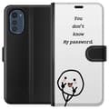 Miniatyrbild 1 av 3: Motorola Moto E32s Plånboksfodral You Don’t Know My Password – edgy textmotiv med attityd