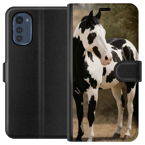 Motorola Moto E32s Lommeboketui Vakker Hest - elegant illustrasjon av hestemotiv