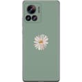 Miniatyrbillede 1 af 3: Motorola Edge 30 Ultra Gennemsigtig cover Grøn Minimalblomst - stilfuld blomst på grøn baggrund