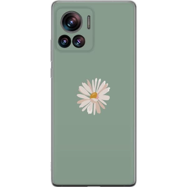 Motorola Edge 30 Ultra Gennemsigtig cover Grøn Minimalblomst - stilfuld blomst på grøn baggrund