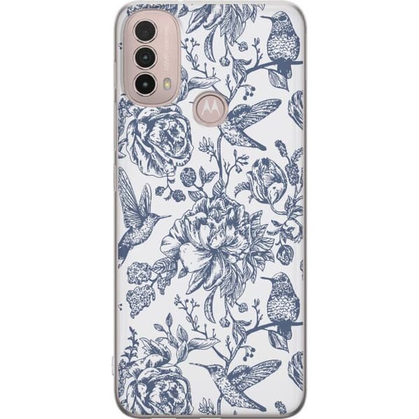 Motorola Moto E40 Gjennomsiktig deksel Blomster & Fugler - Romantiskt Vintage-stil Mønster