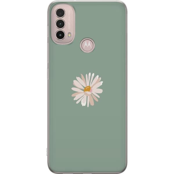 Motorola Moto E40 Gennemsigtig cover Grøn Minimalblomst - stilfuld blomst på grøn baggrund
