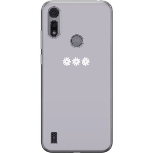 Motorola Moto E6i Genomskinligt Skal Lila Blomminimalism – stilrent blommotiv på lila bakgrund