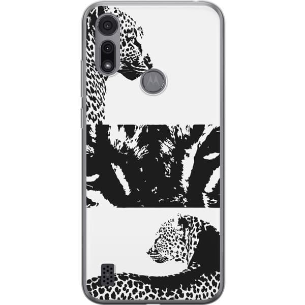Motorola Moto E6i Genomskinligt Skal Leopard Faces – trendigt mönster med leopardansikten