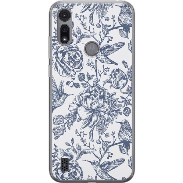 Motorola Moto E6i Gennemsigtig cover Blomster & Fugle - Romantisk Vintage-stil Mønster