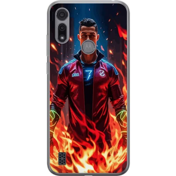 Motorola Moto E6i Genomskinligt Skal Ronaldo Inferno – fotbollshjälte i eldflammor