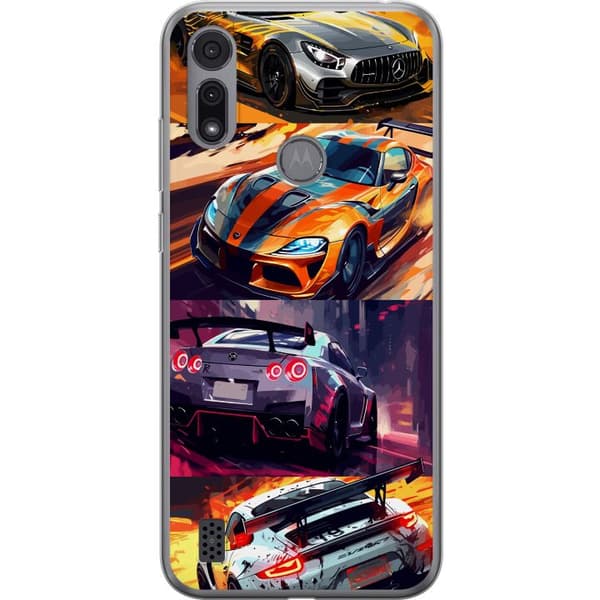 Motorola Moto E6i Genomskinligt Skal Rally Fever – fartfyllt motiv med rallybilar