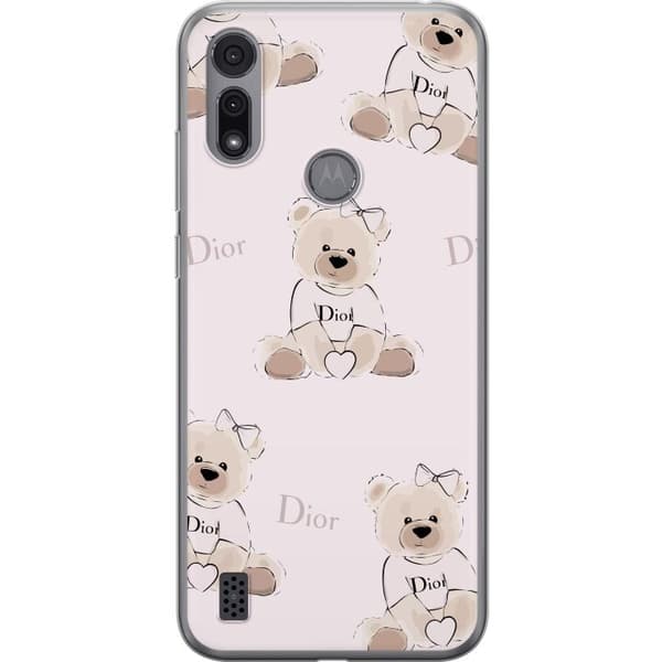 Motorola Moto E6i Genomskinligt Skal Teddy Dior Vibes – lyxig nalle i fashionstil
