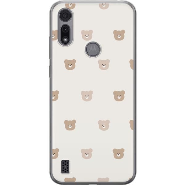 Motorola Moto E6i Genomskinligt Skal Teddy Background – gulliga nallar mot mjuk bakgrund