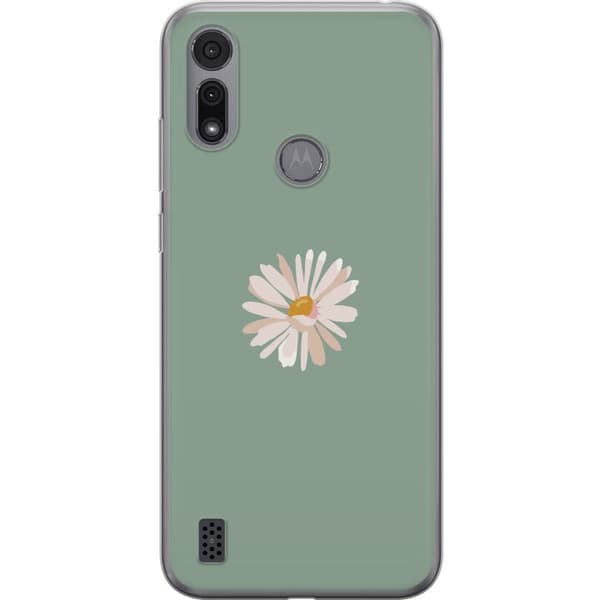 Motorola Moto E6i Gennemsigtig cover Grøn Minimalblomst - stilfuld blomst på grøn baggrund