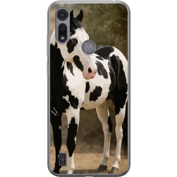 Motorola Moto E6i Gennemsigtig cover Smuk Hest - elegant illustration af hestemotiv