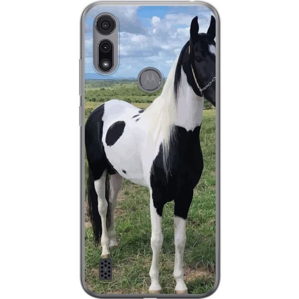 Motorola Moto E6i Gennemsigtig cover Hestemagi - stiliseret hest i en rolig farveskala