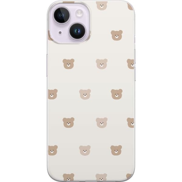 Apple iPhone 14 Plus Gennemsigtig cover Teddybaggrund - søde teddybjørne mod en blød baggrund