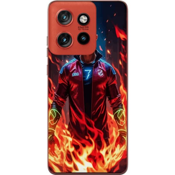 Motorola Edge 50 Neo Gennemsigtig cover Ronaldo Inferno - fodboldhelt i flammer