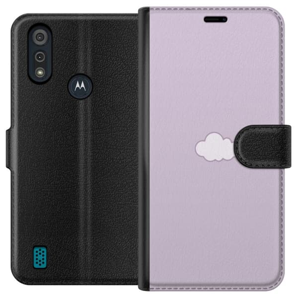 Motorola Moto E6i Plånboksfodral Lila Moln – minimalistiskt moln på lila bakgrund