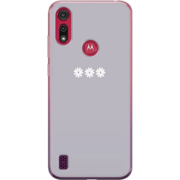 Motorola Moto E6s (2020) Genomskinligt Skal Lila Blomminimalism – stilrent blommotiv på lila bakgrund