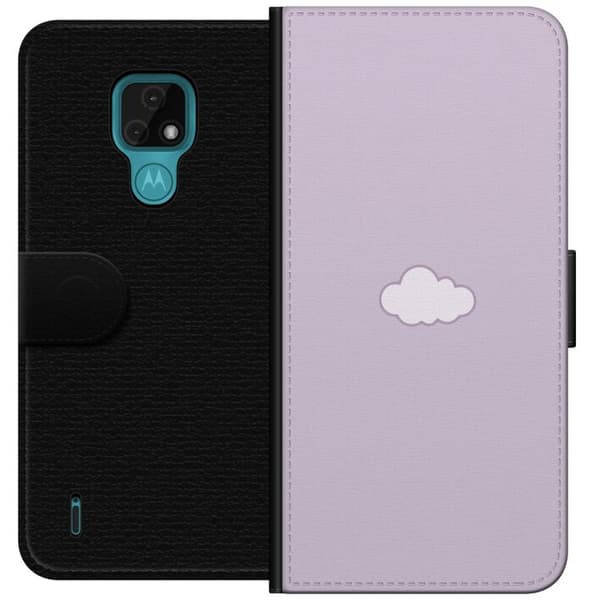 Motorola Moto E7 Plånboksfodral Lila Moln – minimalistiskt moln på lila bakgrund