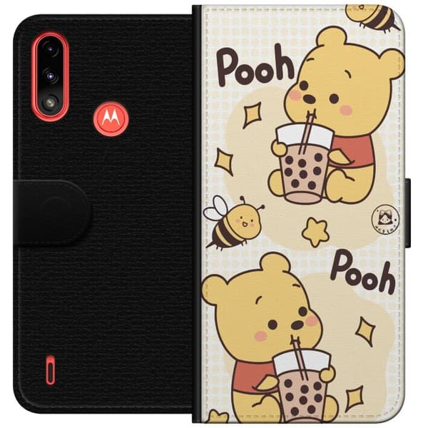 Motorola Moto E7 Power Lommeboketui Nalle Pooh stil - klassisk bjørnemotiv i en ny tolkning