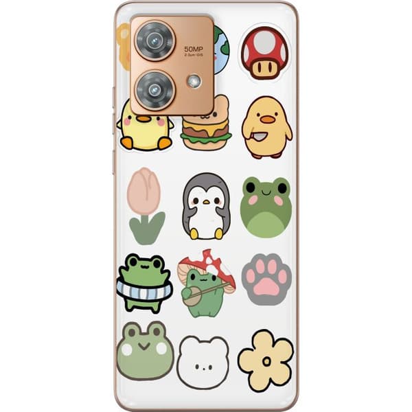 Motorola Edge 40 Neo Genomskinligt Skal Kawaii Friends – söta figurer i japansk stil