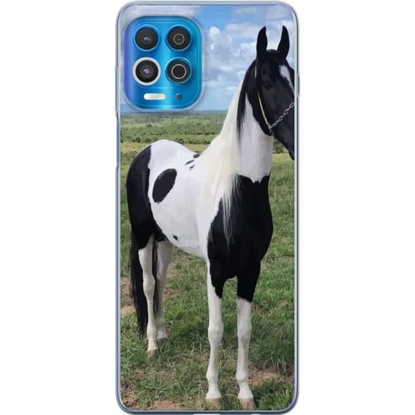 Motorola Edge S Gennemsigtig cover Hestemagi - stiliseret hest i en rolig farveskala