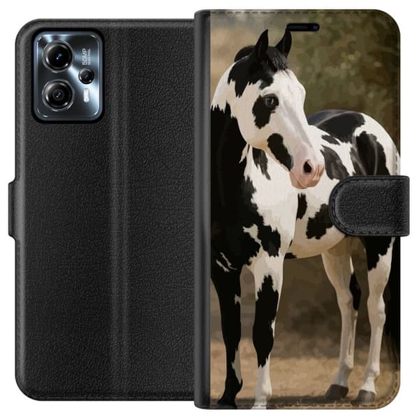 Motorola Moto G13 Plånboksfodral Vacker Häst – elegant illustration av hästmotiv
