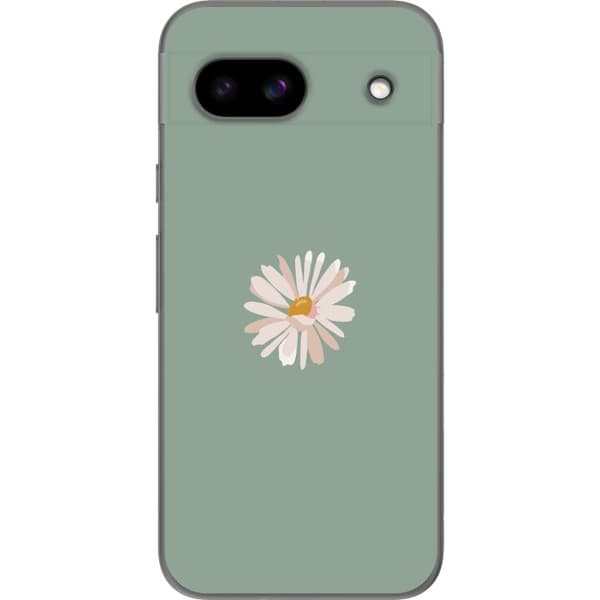 Google Pixel 8a Gennemsigtig cover Grøn Minimalblomst - stilfuld blomst på grøn baggrund