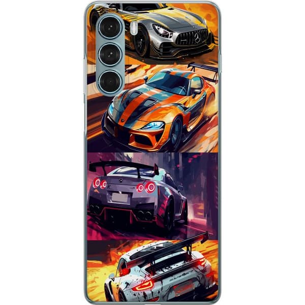 Motorola Moto G200 5G Genomskinligt Skal Rally Fever – fartfyllt motiv med rallybilar