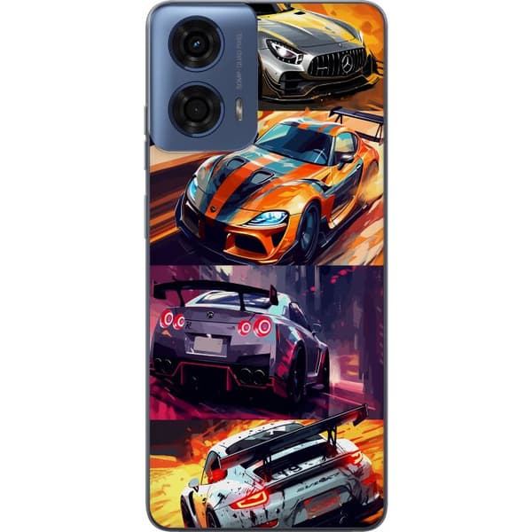 Motorola Moto G24 Gjennomsiktig deksel Rallyfeber - intensivt motiv med rallybiler