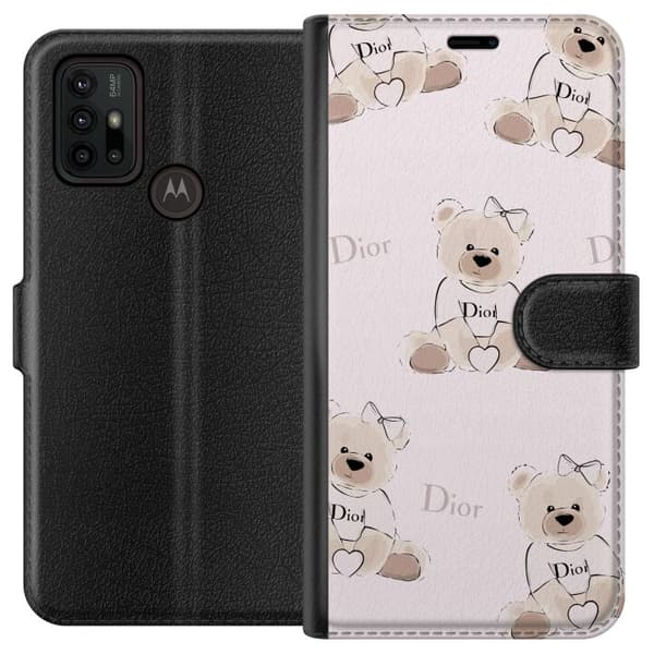 Motorola Moto G30 Lompakkokotelo Teddy Dior Vibes - ylellinen nalle muotityyliin