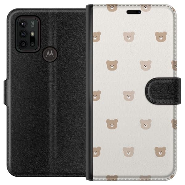 Motorola Moto G30 Tegnebogsetui Teddybaggrund - søde teddybjørne mod en blød baggrund