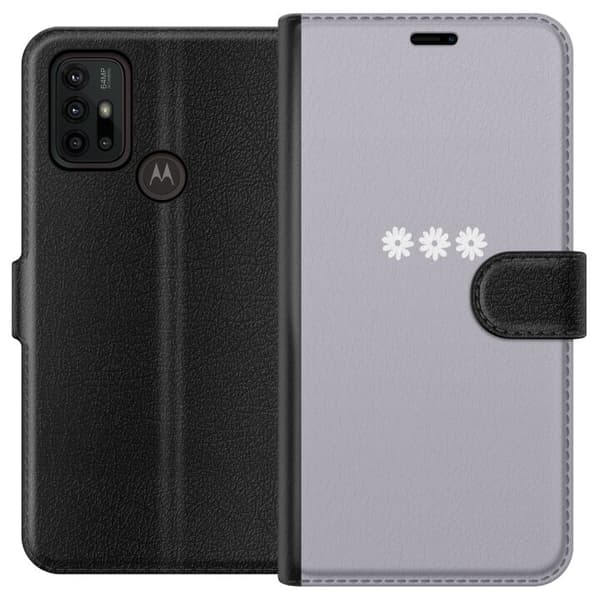 Motorola Moto G30 Lompakkokotelo Lila Blomminimalismi - tyylikäs kukkakuva lila taustalla