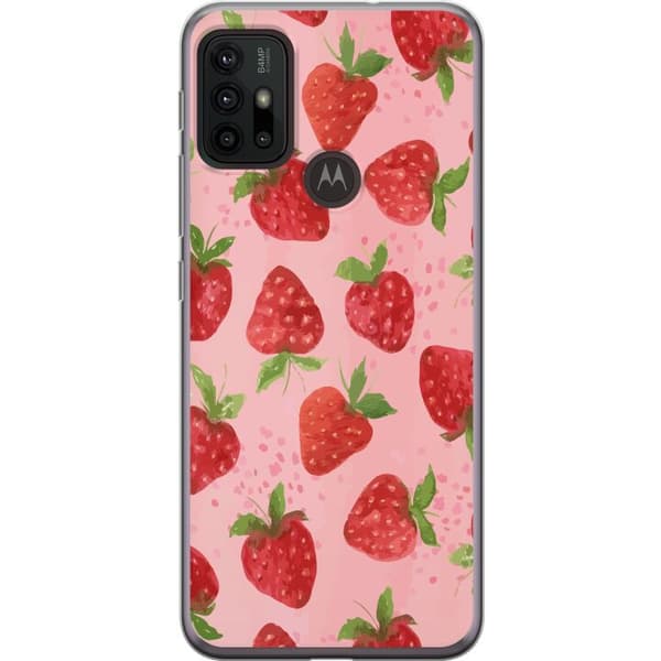 Motorola Moto G30 Läpinäkyvä kuori Mansikkahaaveet - Retrot tyyli mansikkakuviointi